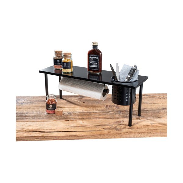 Čierna kuchynská polica s držiakom na kuchynské rolky Wenko Blanco-image-4