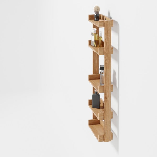 Nástenná kúpeľňová polica z dubového dreva Wireworks Yoku-image-3