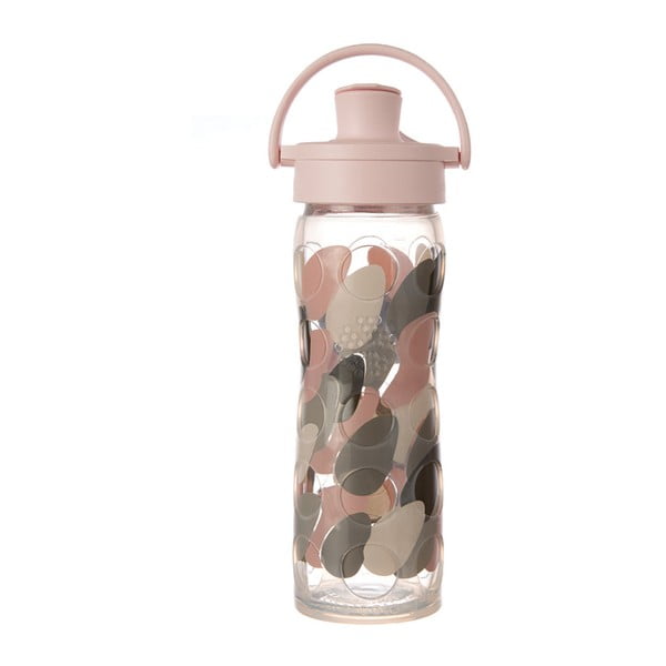 Sklenená fľaša na vodu so silikónovým chráničom Lifefactory Blush Activ Premium, 475 ml