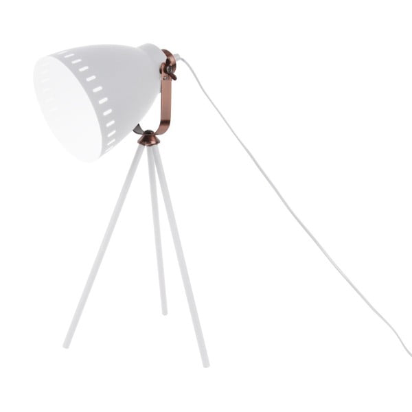 Biela stolová lampa s detailmi v medenej farbe Leitmotiv Mingle