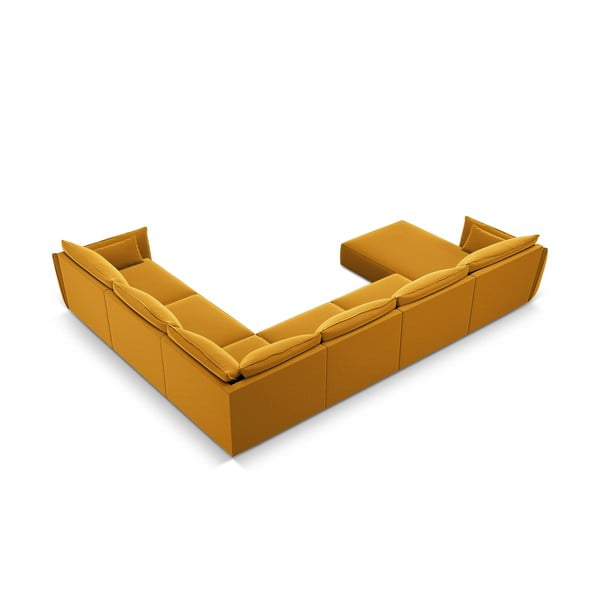 Zamatová rohová pohovka v horčicovej farbe (pravý roh/do "U") Vanda – Mazzini Sofas-image-3
