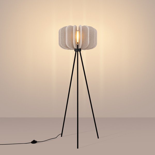 Béžová stojacia lampa s textilným tienidlom (výška  134 cm) Elom – Sollux-image-2