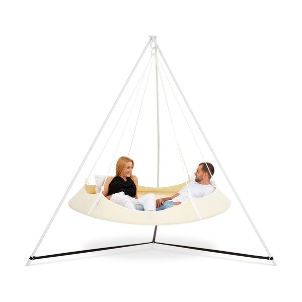 Krémovobiela záhradná hojdačka so stojanom - Hangout Pod-image-2