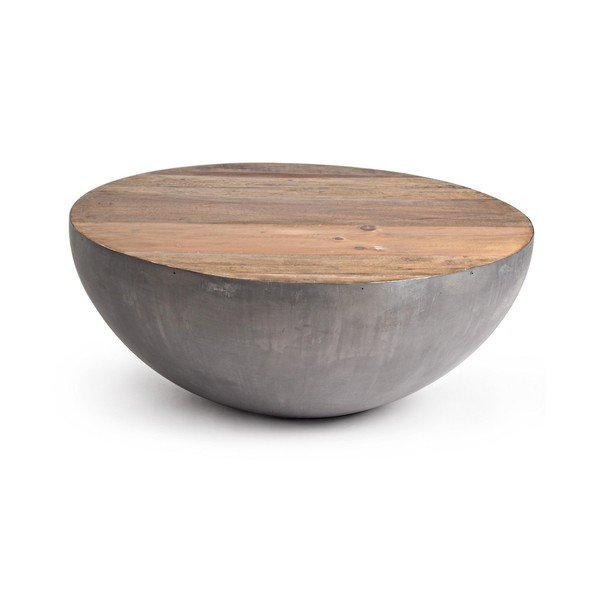 Sivý/v prírodnej farbe kovový okrúhly konferenčný stolík ø 90 cm Lancaster – Bizzotto