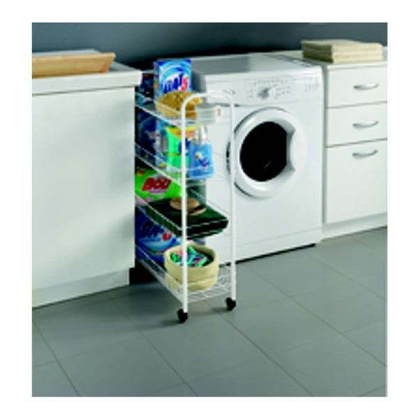 Biely kovový pojazdný regál 23x84 cm - Metaltex-image-3