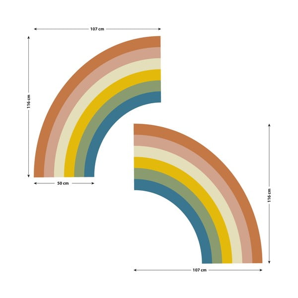 Detská samolepka na stenu 158x87 cm Pastel Rainbow - Ambiance-image-2