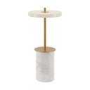 Krémovobiela mramorová LED stolová lampa so stmievačom s kovovým tienidlom (výška  25,5 cm) Asteria Move Mini – UMAGE