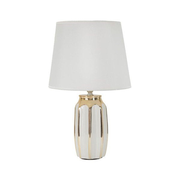 Biela/v zlatej farbe keramická stolová lampa s textilným tienidlom (výška  40,5 cm) Cassy – Mauro Ferretti