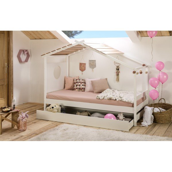 Biela detská posteľ s výsuvnou zásuvkou Marckeric Nayah, 90 x 190 cm-image-1