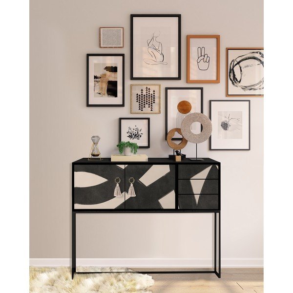 Čierno-béžová nízka komoda 113x92 cm Freya – Really Nice Things-image-1