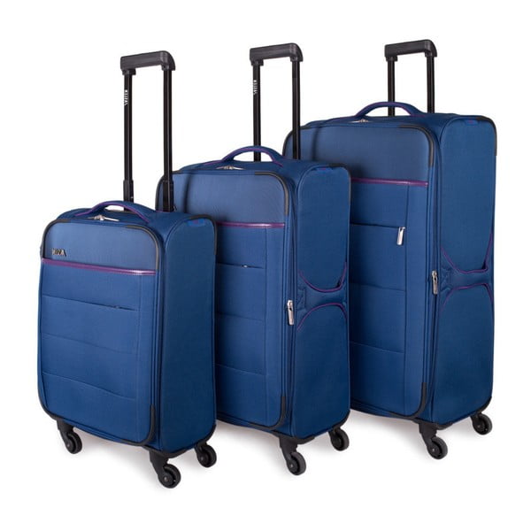 Sada 3 modrých cestovných kufrov na kolieskach Arsamar Davis
