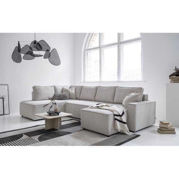 Biela menčestrová rozkladacia rohová pohovka (ľavý roh/do tvaru "U") Brave Dave – Miuform-image-2