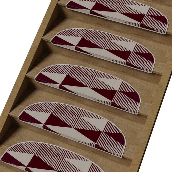 Bielo-vínové nášľapy na schody v súprave 16 ks 20x65 cm Triangles – Vitaus-image-1