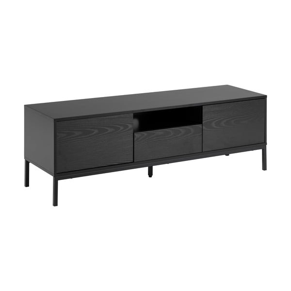 Čierny TV stolík v dekore jaseňa 140x45 cm Seaford – Actona-image-2