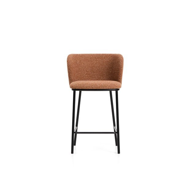 Čalúnená barová stolička v terakotovej farbe (výška sedadla 65 cm) Ciselia – Kave Home-image-3