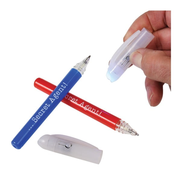 Sada 2 špiónskych pier s neviditeľným atramentom a UV svetlom Rex London Secret Agent-image-1