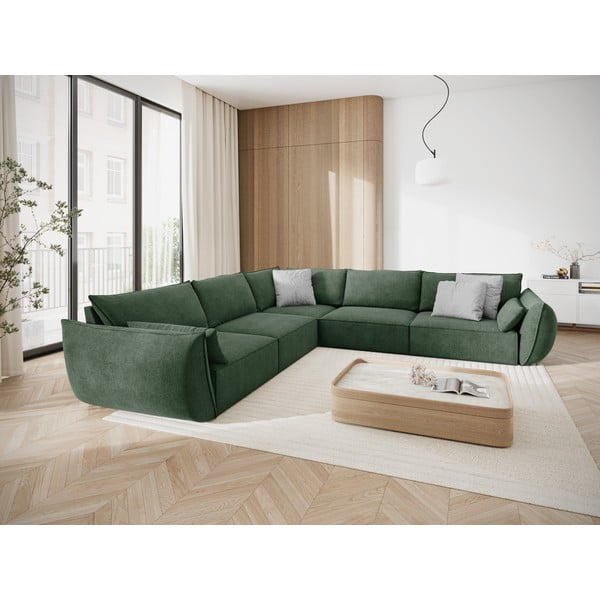 Tmavozelená rohová pohovka (variabilná) Vanda - Mazzini Sofas-image-1