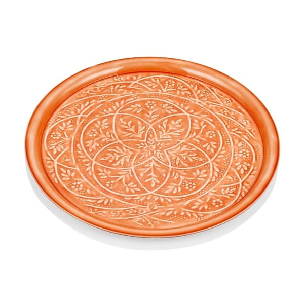 Oranžový ručne kovaný servírovací tanier The Mia Duggal, ⌀ 51 cm