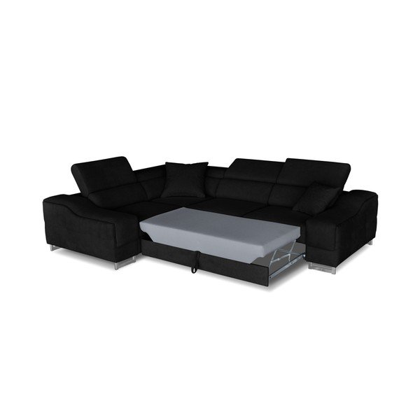 Čierna rohová rozkladacia pohovka Windsor & Co. Sofas Kappa, ľavý roh-image-2