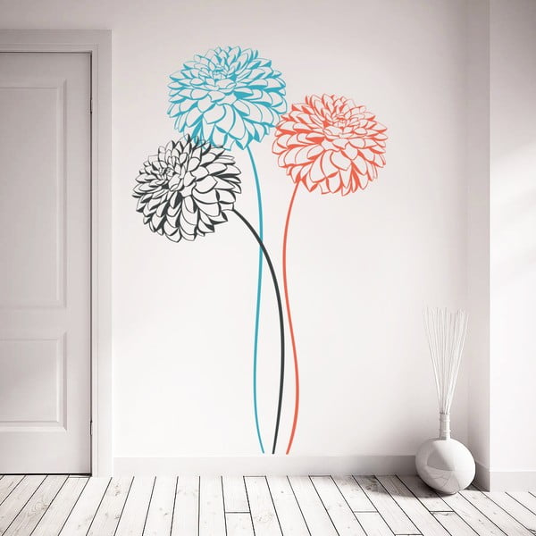Samolepka na stenu 3 farebné kvety