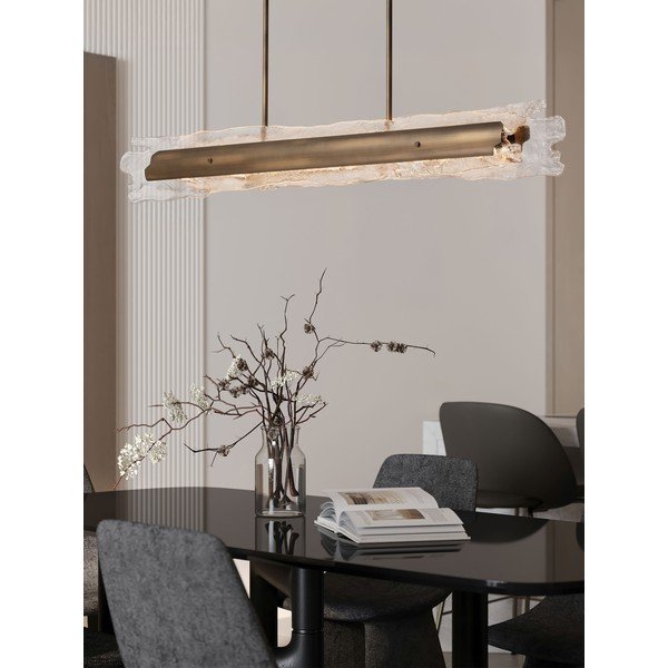 Oceľové LED závesné svietidlo so stmievačom v mosadznej farbe so skleneným tienidlom Velar – Nova Luce-image-1