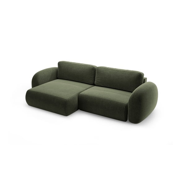 Zelená ženilková rozkladacia/s úložným priestorom rohová pohovka Tonale – Cosmopolitan Design-image-2