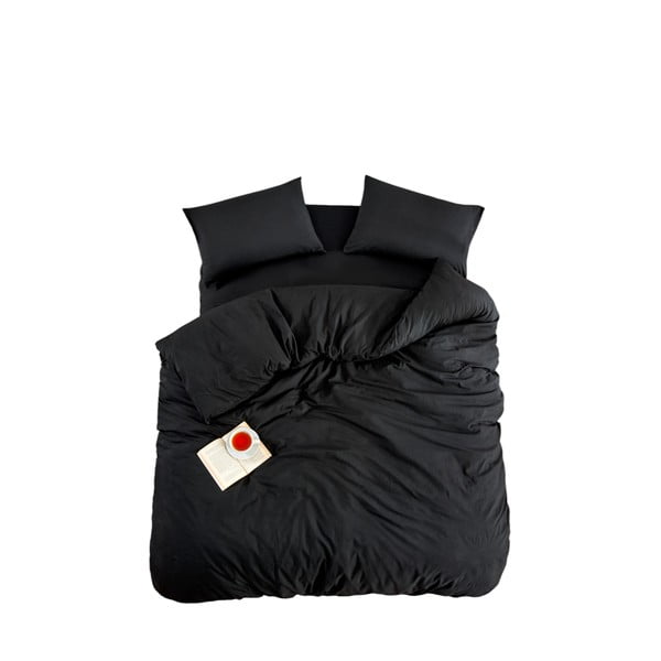 Čierne obliečky na jednolôžko/predĺžené s plachtou/3-dielne 160x220 cm Classic – Mila Home