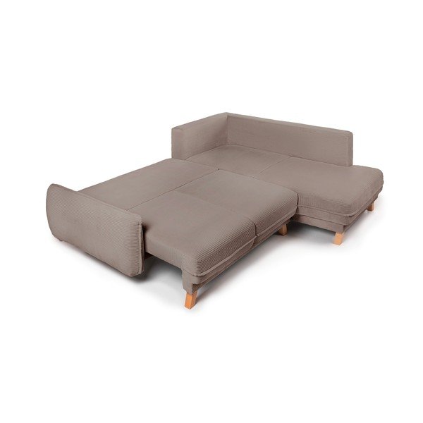 Taupe menčestrová rozkladacia/s úložným priestorom rohová pohovka (ľavý roh/do L) Tori – Bonami Selection-image-3