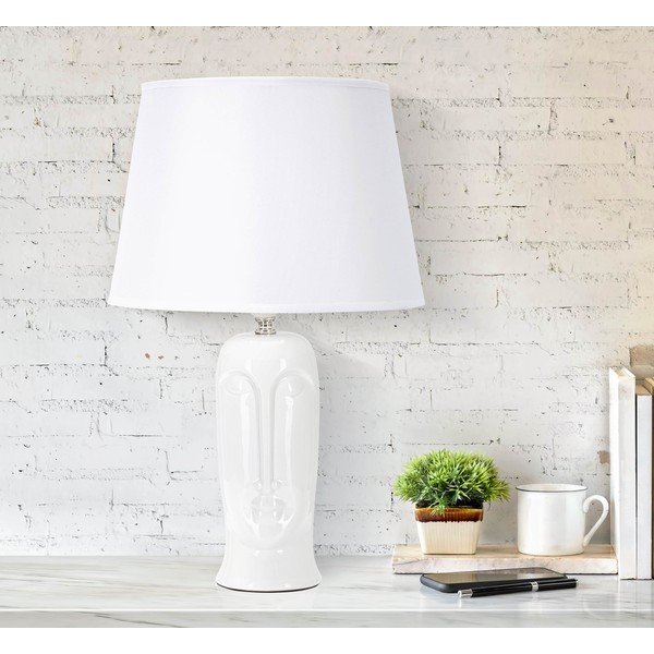 Biela keramická stolová lampa s textilným tienidlom (výška 46 cm) Statua – Mauro Ferretti-image-1