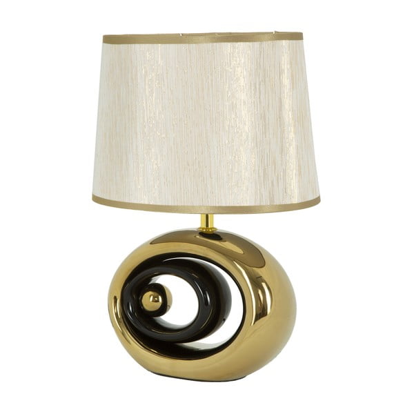 Biela stolová lampa s konštrukciou v zlatej farbe Mauro Ferretti Oval