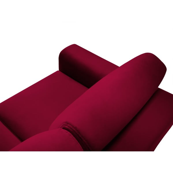 Červená zamatová rozkladacia/s úložným priestorom rohová pohovka Kyoto – Cosmopolitan Design-image-4