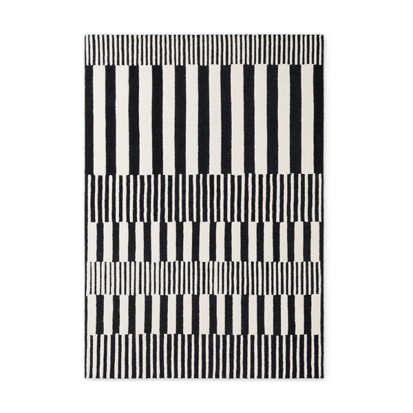 Čierno-biely ručne tkaný vlnený koberec 200x290 cm Stryve Pulse – Elle Decoration