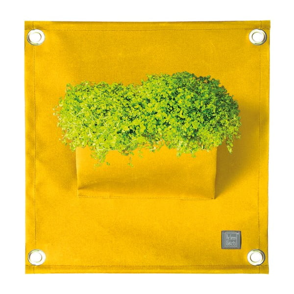 Žltý závesný kvetináč The Green Pockets Amma, 45 x 50 cm