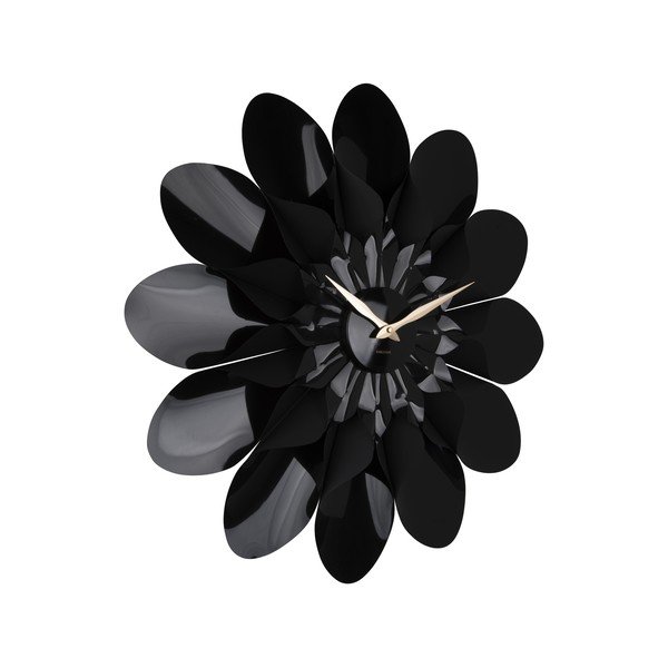 Čierne nástenné hodiny Karlsson Flower, ø 60 cm-image-2