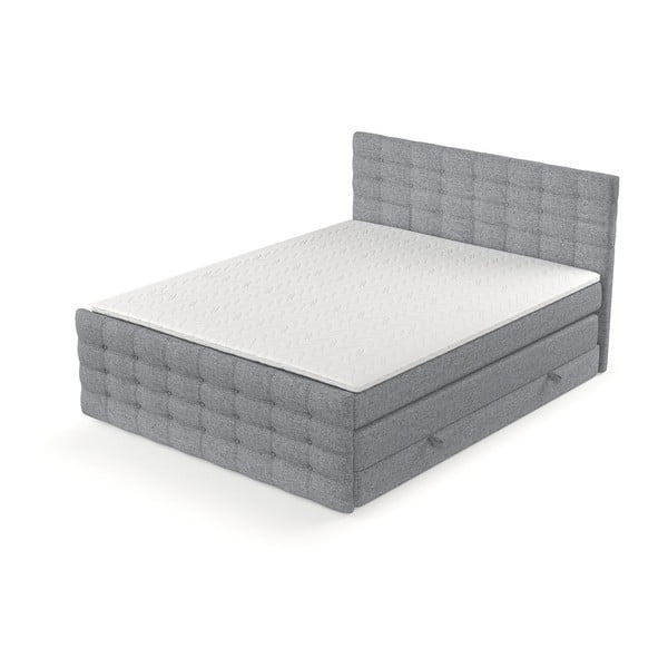 Sivá boxspring posteľ s úložným priestorom 200x200 cm Blend – Maison de Rêve-image-3