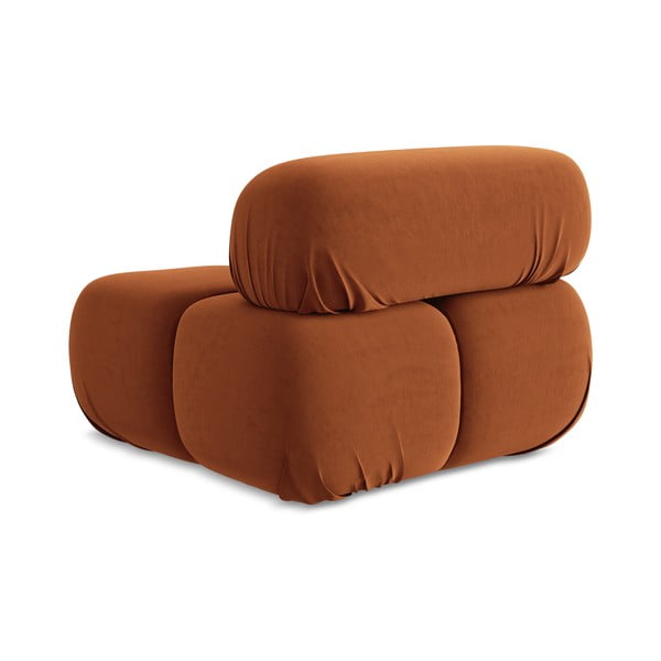 Oranžový zamatový modul pohovky (stredový diel) Lokua – Makamii-image-3