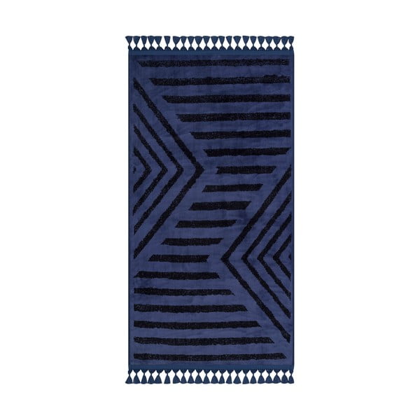 Modrý umývateľný koberec behúň 200x80 cm - Vitaus