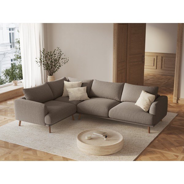 Taupe rohová pohovka (ľavý roh/s leňoškou) Naomi – Micadoni -image-1
