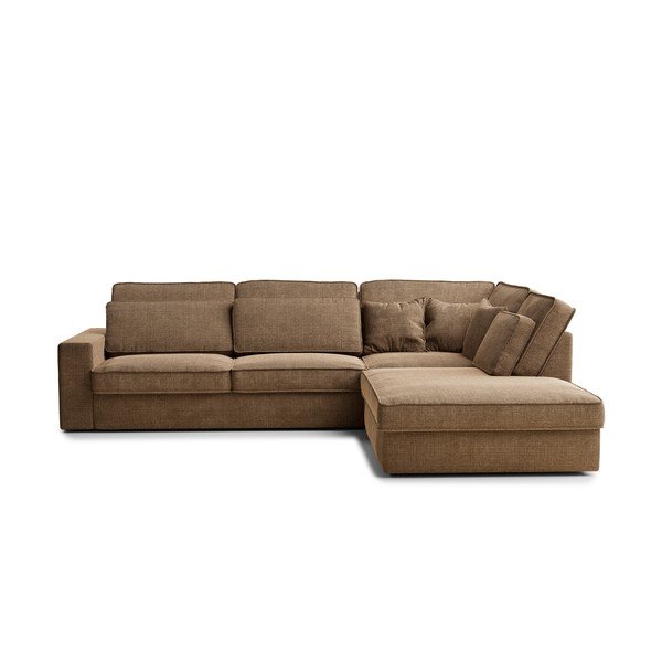 Svetlohnedá ženilková rohová pohovka (pravý roh/do L) Kirou – Maison de Rêve