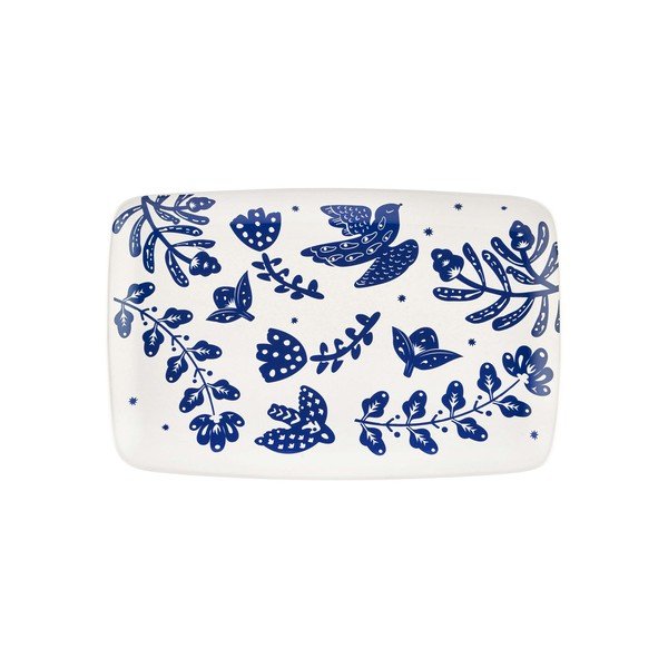 Bielo-modrý porcelánový servírovací tanier Mia Bloom, 34 x 25 cm-image-1