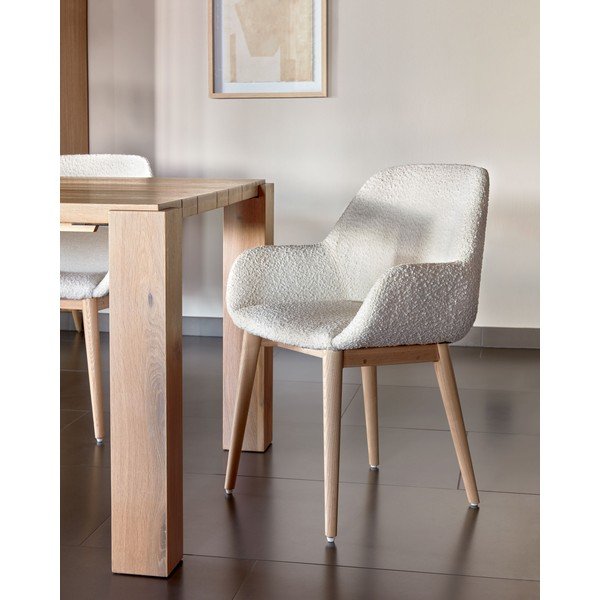 Biele čalúnené jedálenské kreslo Konna – Kave Home-image-1