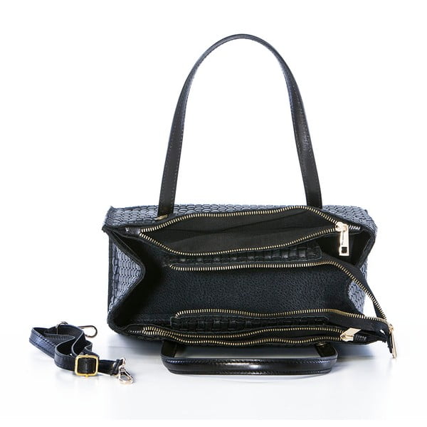 Kožená kabelka Suede Braid Black-image-2