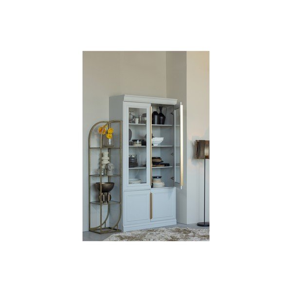 Svetlosivá vitrína z borovicového dreva 110x215x44 cm Organize – WOOOD-image-1