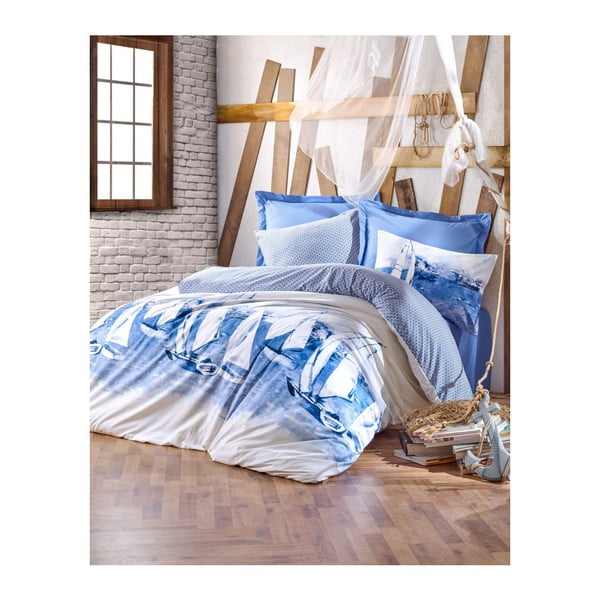 Bavlnené obliečky s plachtou na jednolôžko Materro Samilo, 160 × 220 cm