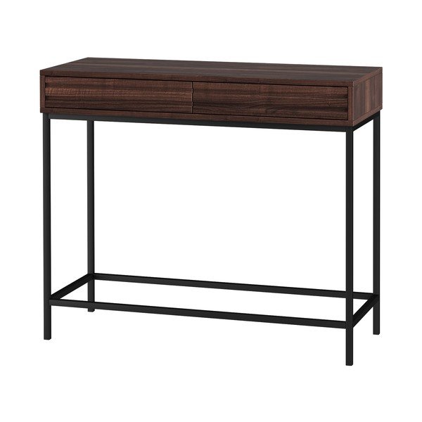 Tmavohnedý konzolový stolík s doskou v dekore orechového dreva 35x90 cm Celine – Støraa-image-3