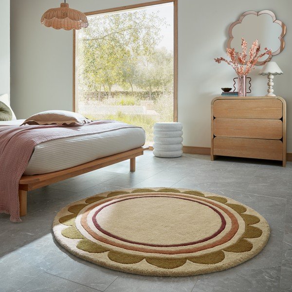 Ručne tkaný vlnený okrúhly koberec v prírodnej farbe ø 120 cm Lois – Flair Rugs-image-1