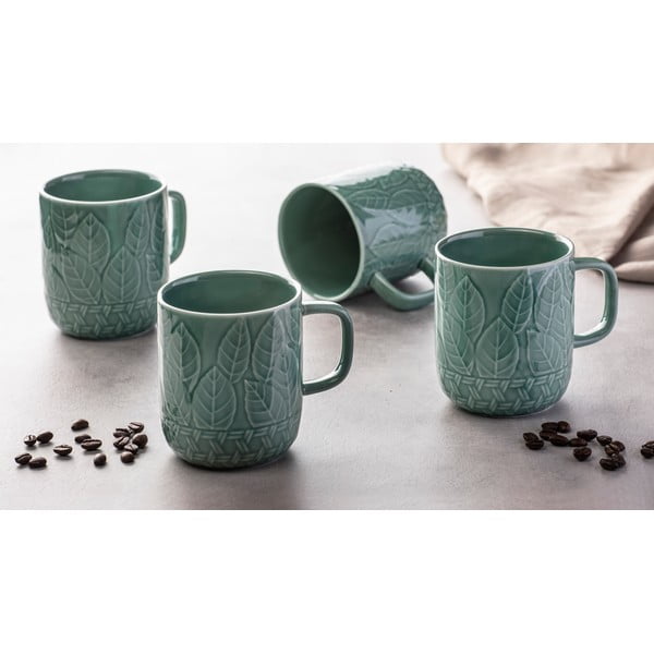 Tyrkysové porcelánové hrnčeky v súprave 4 ks 400 ml Heath Jade – Ladelle-image-1