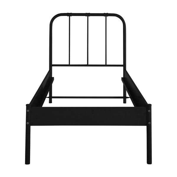 Čierna kovová jednolôžková posteľ bez roštu 90x200 cm Aaron – Støraa-image-2