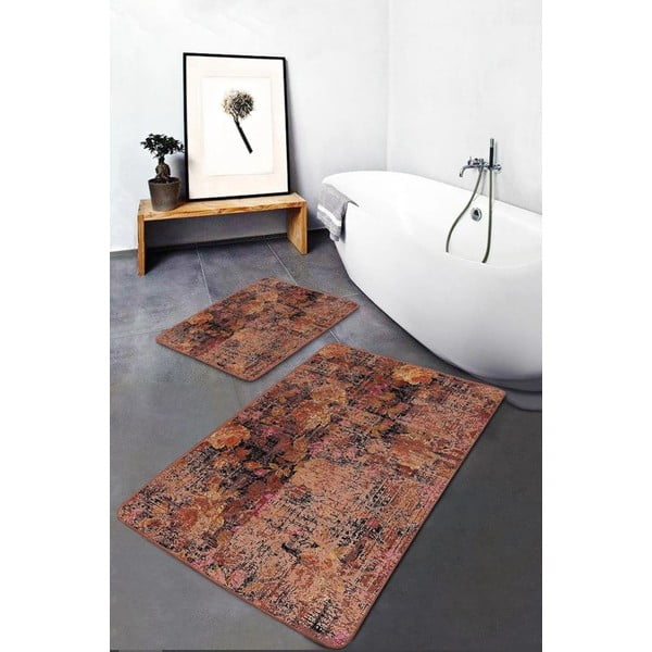 Hnedé zamatové kúpeľňové predložky v súprave 2 ks 60x100 cm – Mila Home-image-3
