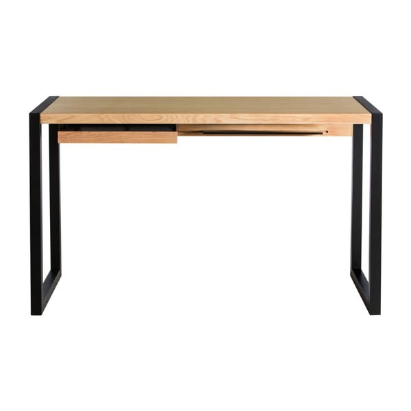 Pracovný stôl v dubovom dekore s čiernymi nohami We47 Renfrew, 126 × 55 cm